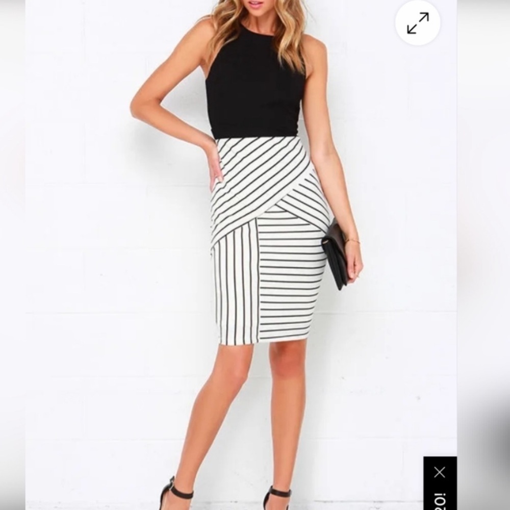 Lulu's Monochrome Striped Bodycon Dress